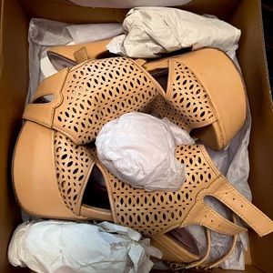 Tan high heels